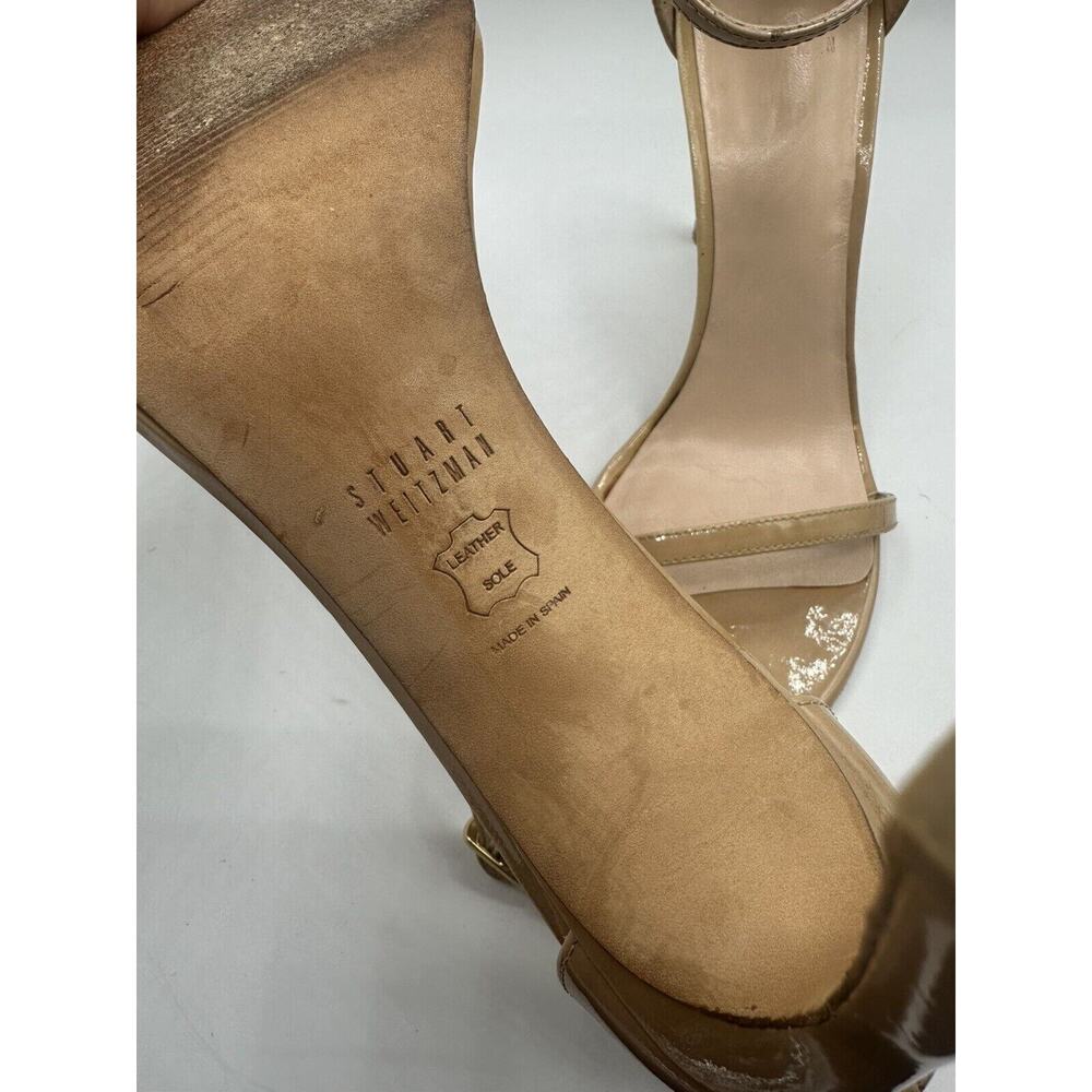 Stuart Weitzman Nudistsong Stiletto Ankle Wrap Leather Heels Adobe Aniline 8.5 - Picture 6 of 10